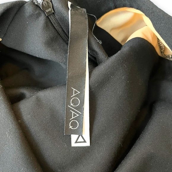 AQ/AQ Dress Womens 2 Black Nude Mesh Cut Outs Bodycon Mini Sexy Romantic - Picture 8 of 9